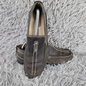 Skechers‎ Mens 10 Charcoal Leather Contrast Stitch Slip On Loafer 62176